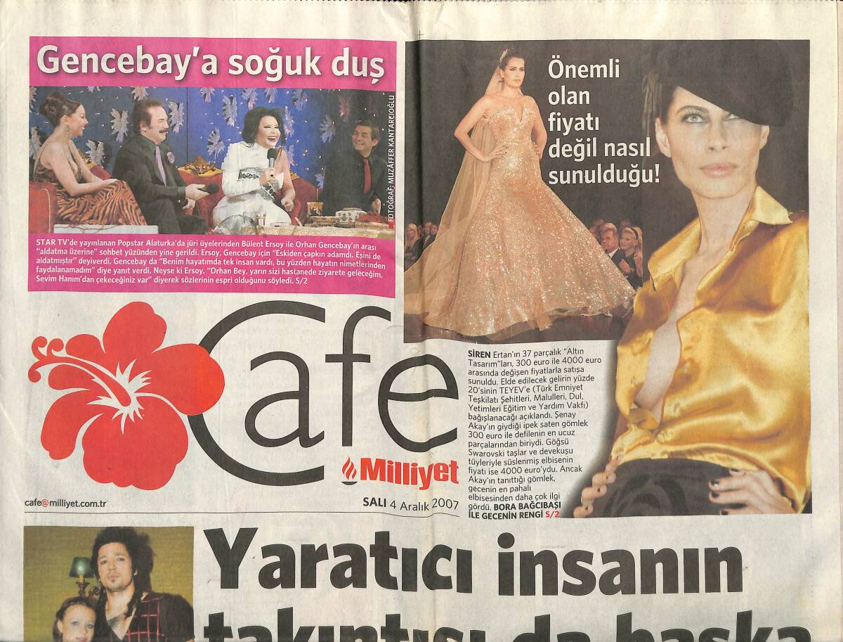 Milliyet Halk Gazetesi Cafe Eki 4 Aralık 2007 - Cesur Yürek İlhan Mansız - Ersoy'un Soğuk Esprisi Orhan Baba'yı Terletti GZ153059 - 1