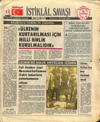 Milliyet istiklal savaşı Gazetesi 18 Haziran 1919 Ülkenin Kurtarılması İçin Milli Birlik Kurulmuştur. NDR81476 - Gökçekoleksiyon