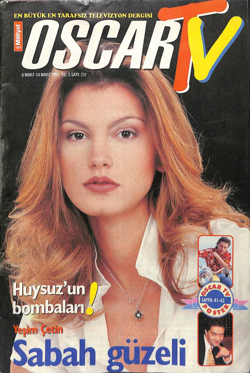 Milliyet Oscar Tv Dergisi - 8 - 14 Mart 1997 - Sayı: 231 - Kemal Sunal - Münir Özkul - Mehmet Ali Erbil - Van Damme Poster - Tarkan - Sezen Aksu NDR89015 - 1