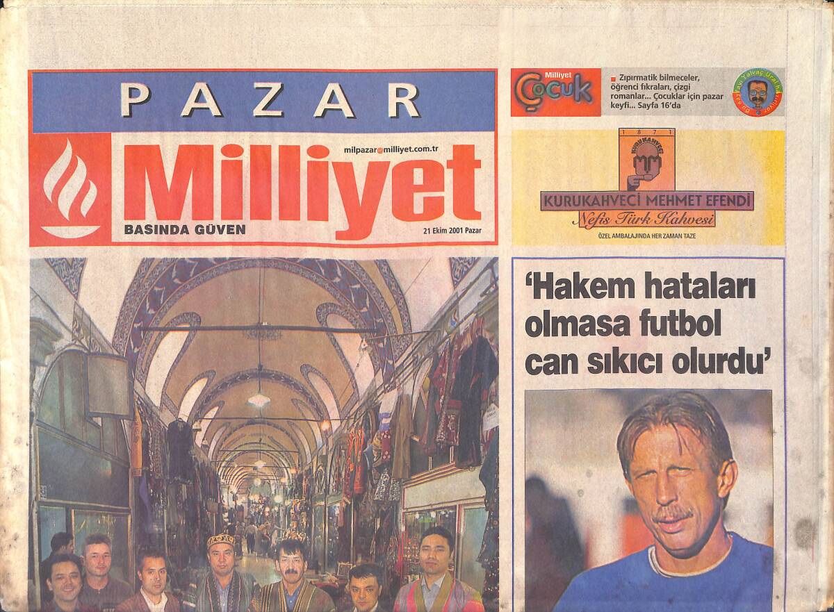 Milliyet Pazar Gazetesi 21 Ekim 2001 - Kapalıçarşı'nın Afgan Sokağı - Tarık Akan'dan 2 Film Birden GZ2956 - 1