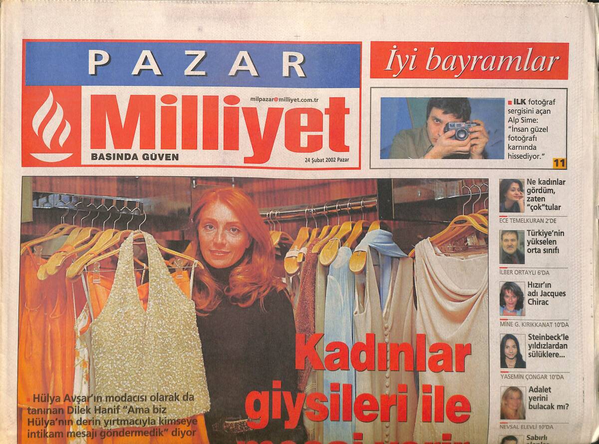 Milliyet Pazar Gazetesi 24 Şubat 2002 - Alain Delon İstanbul Film Festivalinde - Romantik Star Wars GZ3385 - 1