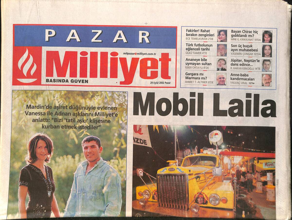 Milliyet Pazar Gazetesi 29 Eylül 2002 - Alman Meclisinin Türk Kadınları - Mobil Laila GZ3198 - 1