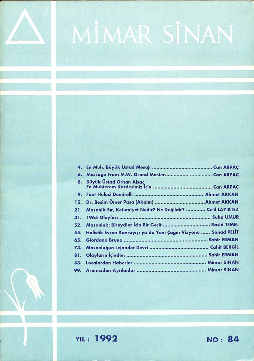 Mimar Sinan Dergisi YIL: 1992 SAYI: 84 NDR94037 - 1