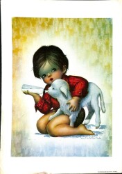 Minik Arkadaşlar Eski Büyük Boy Kartpostal (24x34 cm) KRT12577 - Gökçekoleksiyon