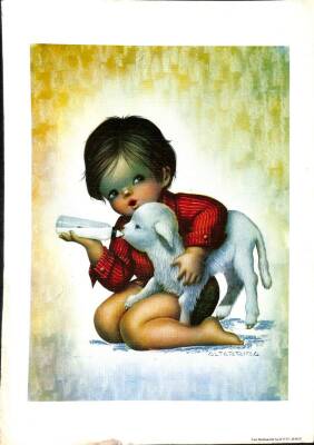 Minik Arkadaşlar Eski Büyük Boy Kartpostal (24x34 cm) KRT12577 - 1