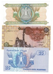 Mısır 1/25/25 Piastres Set ÇİL YKP8314 - 2