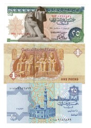Mısır 1/25/25 Piastres Set ÇİL YKP8314 - 3