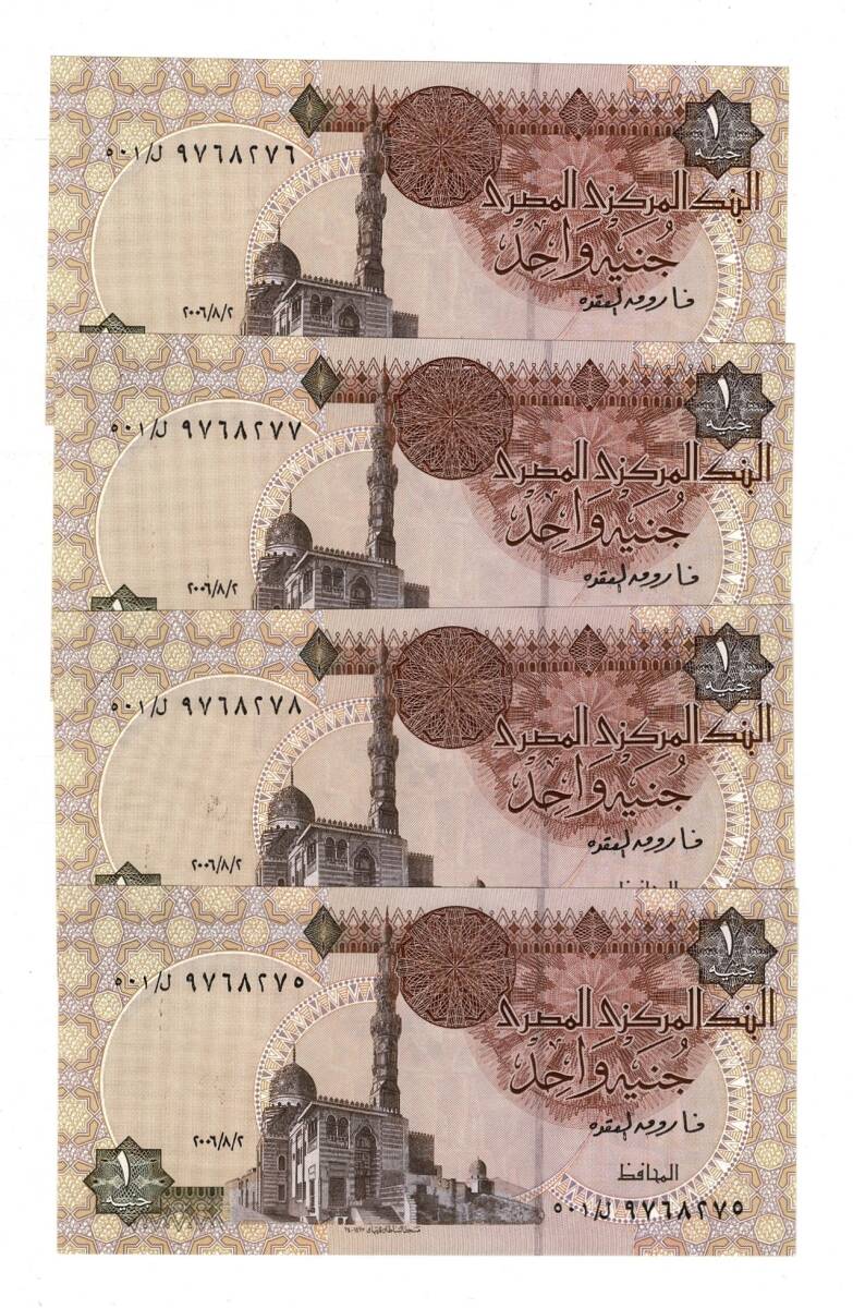 Mısır Yabancı Kağıt Para Lotu (4 Adet) ÇİL YKP8435 - 2