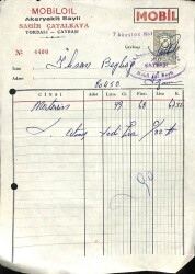 Mobil Oil Akaryakıt Bayii SAHİR ÇATALKAYA Çaybaşı Motorin Faturası Damga Pullu EFM(N)10868 - Gökçekoleksiyon
