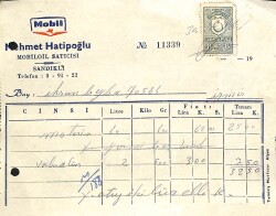 Mobil Yağ Mehmet Hatipoğlu İzmir Motorin Faturası Damga Pullu EFM(N)10859 - Gökçekoleksiyon