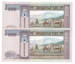 Moğolistan 100 Tugrik Seri Takipli 2014 ÇİL *Cengiz Han* YKP6076 - 2