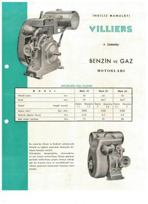 MOTOR-Burla Biraderler - 1940 Vıllıers Benzin ve Gaz Motorları Reklam Broşörü EFM(N)1091 - 5