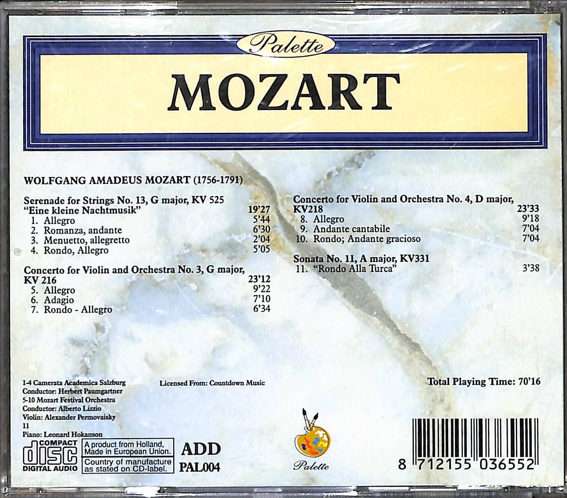 Mozart Eine Kleine Nachtmusik - Vıolin Concerti 3 & 4 CD (İkinci El) CD5394 - 2