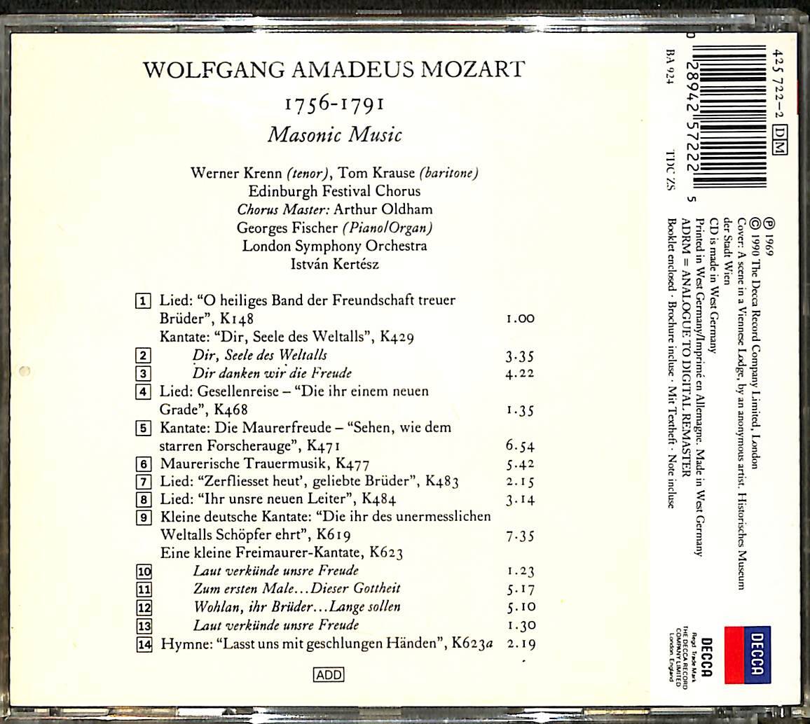Mozart, Masonic Music Istvan Kertesz CD (İkinci El) CD4965 - 2