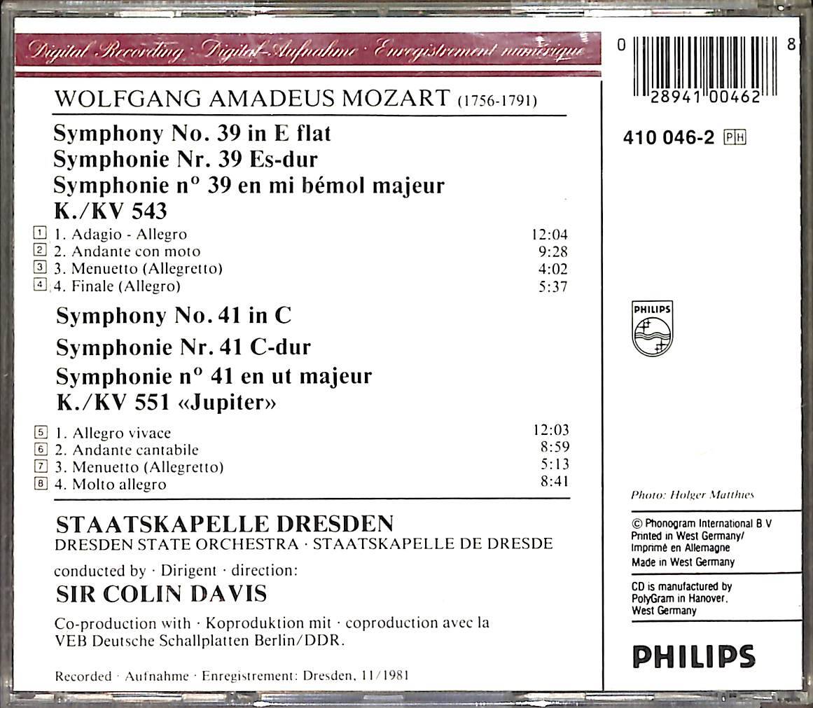 Mozart – Symphonien Nr.39 & Nr.41 Jupiter – Sir Colin Davis CD (İkinci El) CD5250 - 2