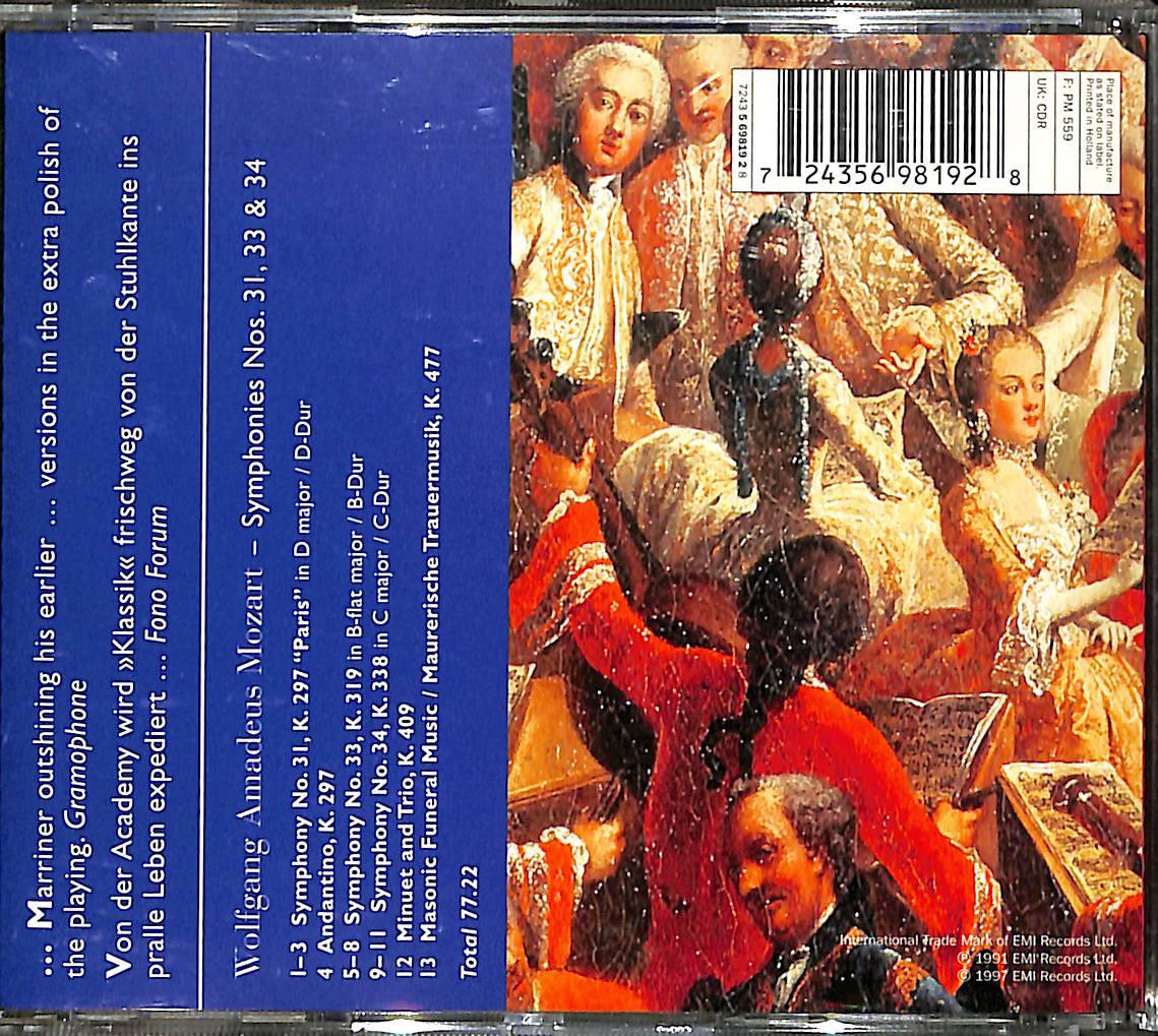 Mozart - Symphonies 31, 33 & ,34 CD (İkinci El) CD5297 - 2