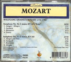 Mozart Symphony Nr. 36 Linz Symphony Nr. 25 CD (İkinci El) CD4069 - 2