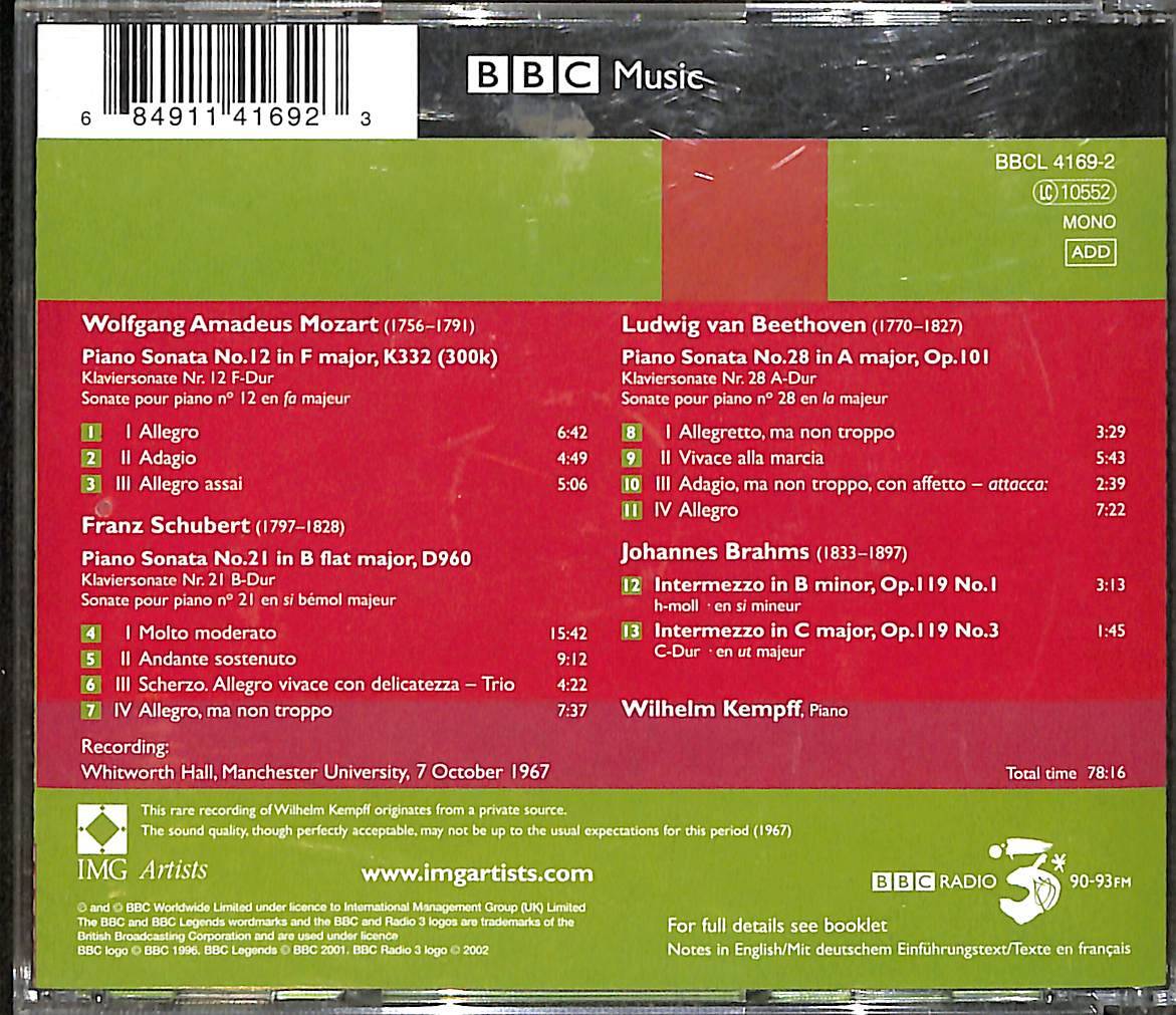 Mozart/Schubert/Beethoven - Kempff CD (İkinci El) CD4880 - 2