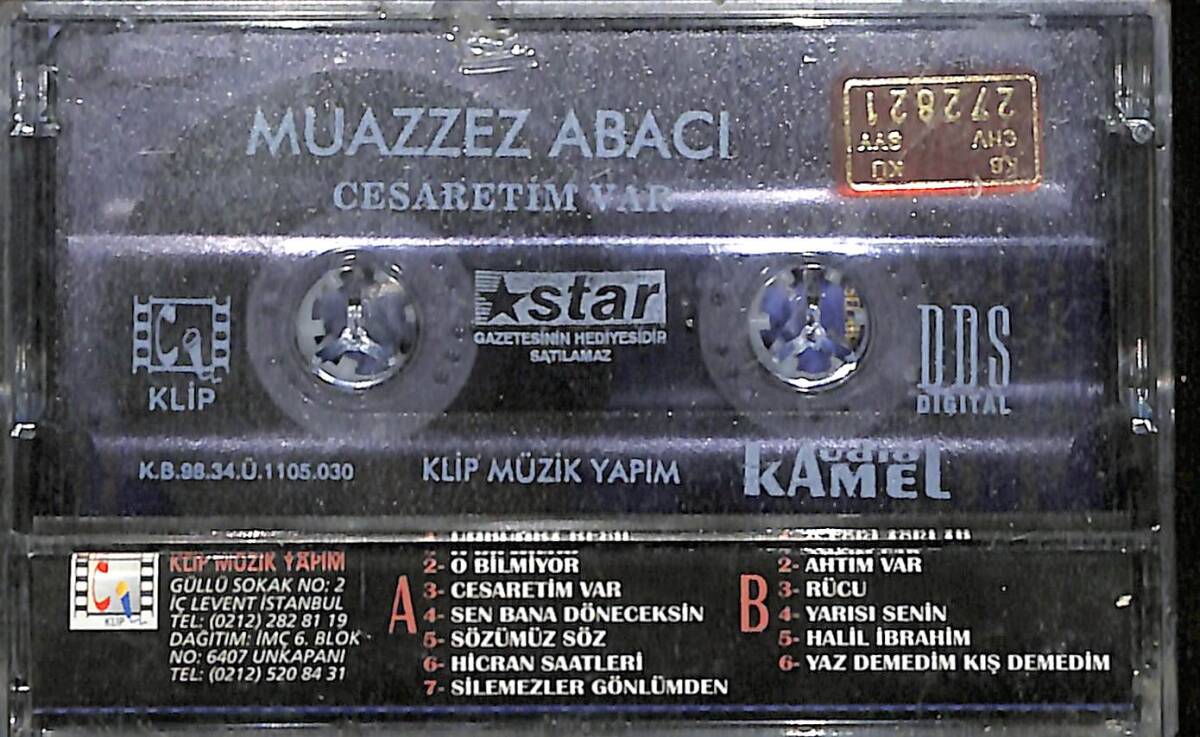 Muazzez Abacı - Cesaretim Var Orijinal Kaset (SIFIR) * Klip Müzik Yapım - 1998 - Kırmızı Bandrol * KST31252 - 2