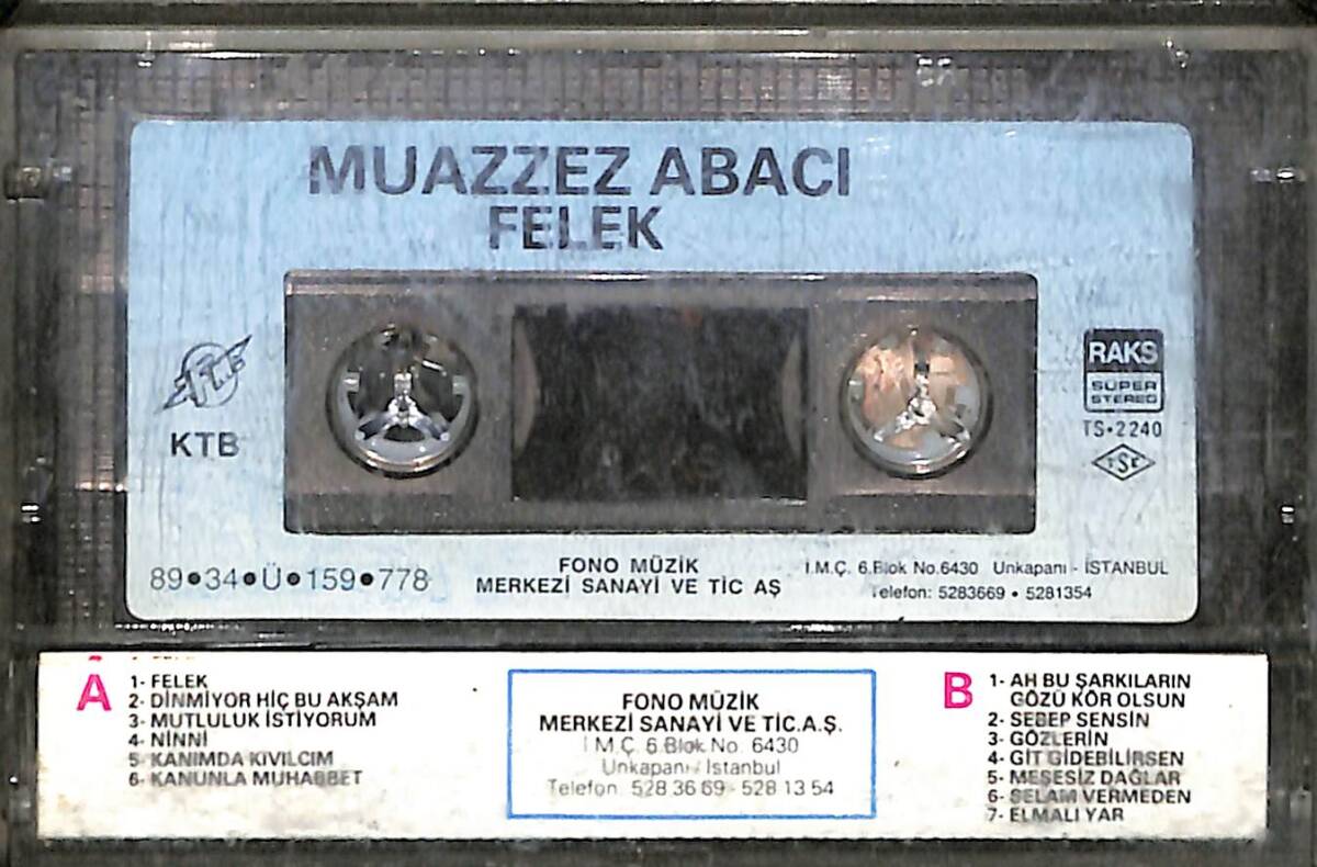 Muazzez Abacı - Felek Kaset (İkinci El Kaset) KST29687 - 2