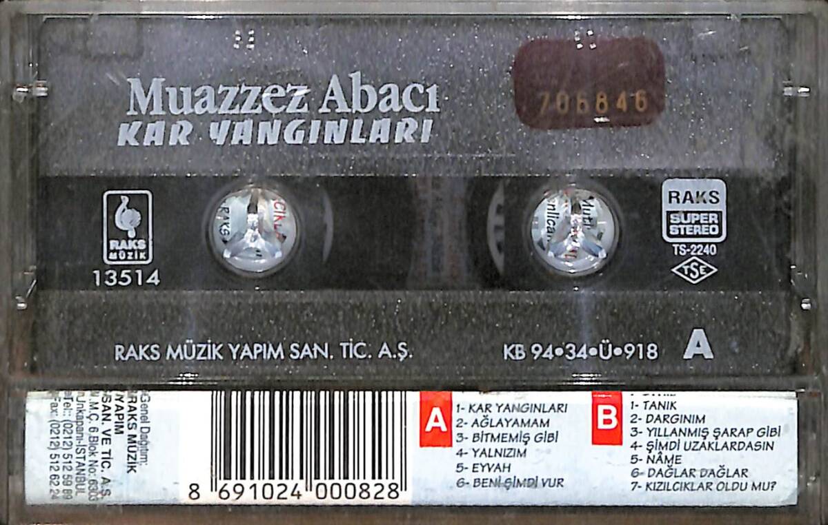 Muazzez Abacı - Kar Yangınları Kaset (İkinci El) KST28583 - 2