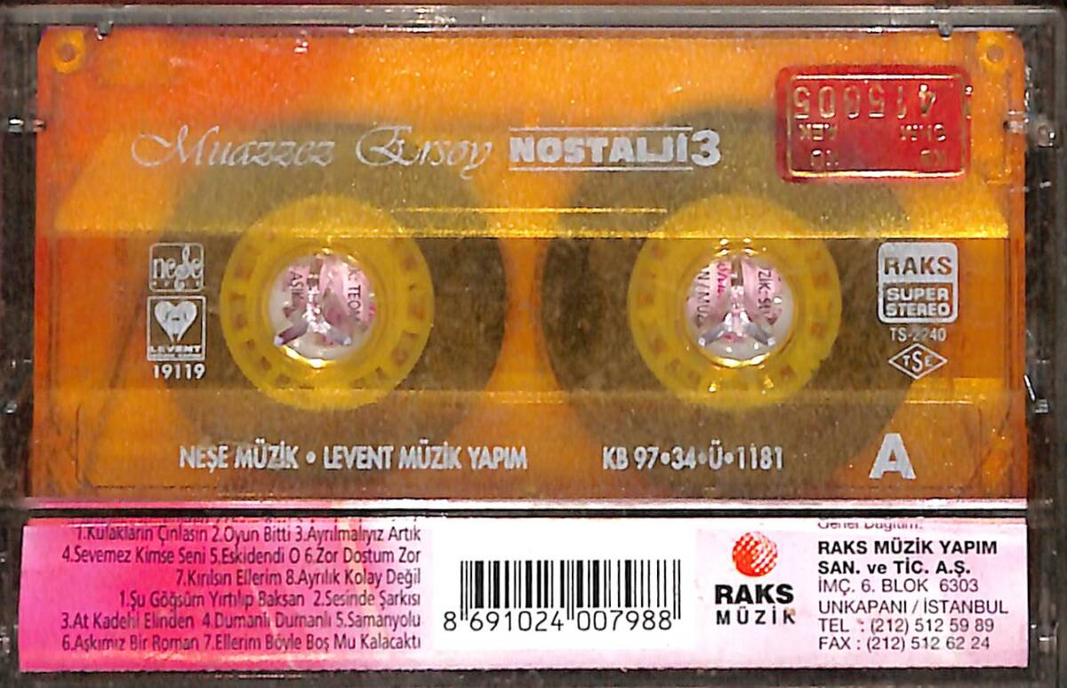 Muazzez Ersoy - Nostalji 3 Kaset (İkinci El Kaset) KST26556 - 2
