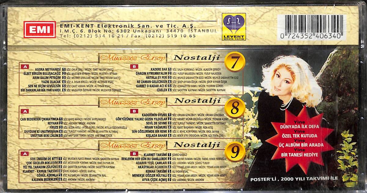 Muazzez Ersoy ‎– Nostalji 7-8-9 Orijinal Kaset (Sıfır) *Levent Müzik Yapım - 1999* KST29878 - 2