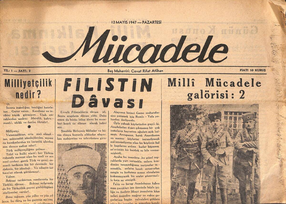 Mücadele Gazetesi 12 Mayıs 1947 - Milli Kalkınma Partisi Faciası - Filistin Davası GZ136706 - 1