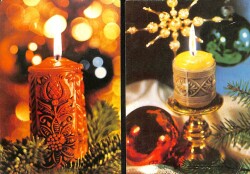 Mum Temalı Yeniyıl İkili Kartpostal KRT11705 - Gökçekoleksiyon