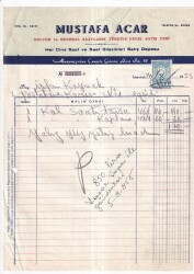 MUSTAFA ACAR BOLTON VE GENERAL SAATLARIN TÜRKİYE GENEL SATIŞ YERİ.1955 YILI SAAT FATURASI - Gökçekoleksiyon