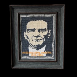 Mustafa Kemal Atatürk El İşi Boncuk İşleme Tablo ( Çerçeveli ) SNL1 - Gökçekoleksiyon