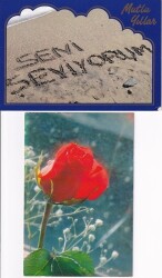 Mutlu Yıllar Yazılı Sevgi Temalı 2li Kartpostal KRT10394 - Gökçekoleksiyon