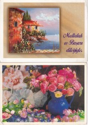 Mutluluk ve Başarı Dileği Çiçekler 2li Kartpostal KRT10407 - Gökçekoleksiyon