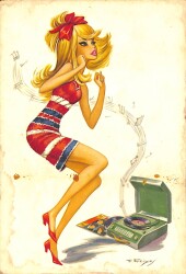 Müzik Dinlemek Temalı Kartpostal KRT21048 - Gökçekoleksiyon