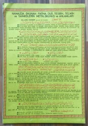 Namazda Okunan Fatiha,Dua,Tesbih,Telmih ve Tahmidlerin Metin,Okunuş ve Anlamları (Büyük Boy) KRT7488 - Gökçekoleksiyon