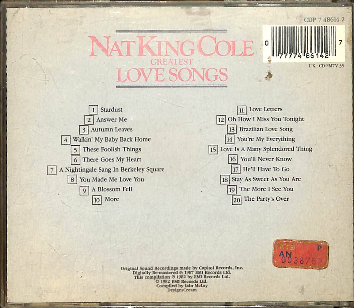 Nat King Cole - Greatest Love Songs CD (İkinci El) CD4807 - 2