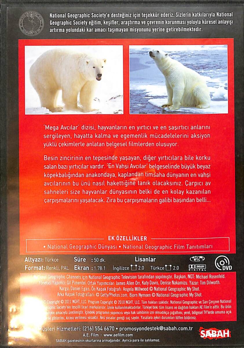 National Geographic - Mega Avcılar / En Vahşi Avcılar DVD Film (İkinci El) DVD2807 - 2