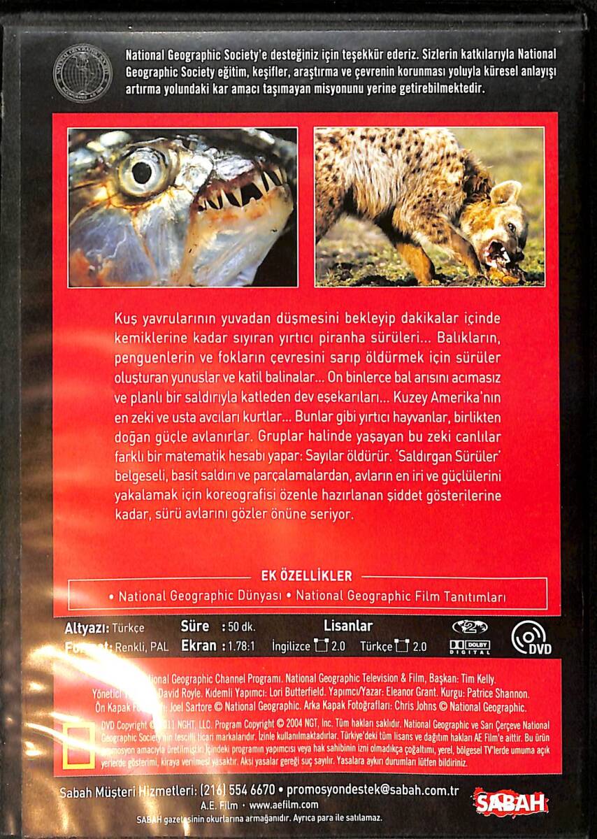National Geographic - Ölümcül İçgüdü / Saldırgan Sürüler DVD Film (İkinci El) DVD2801 - 2