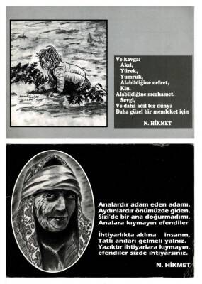 Nazım Hikmet x 2 Şiir Kartpostal KRT8012 - 1