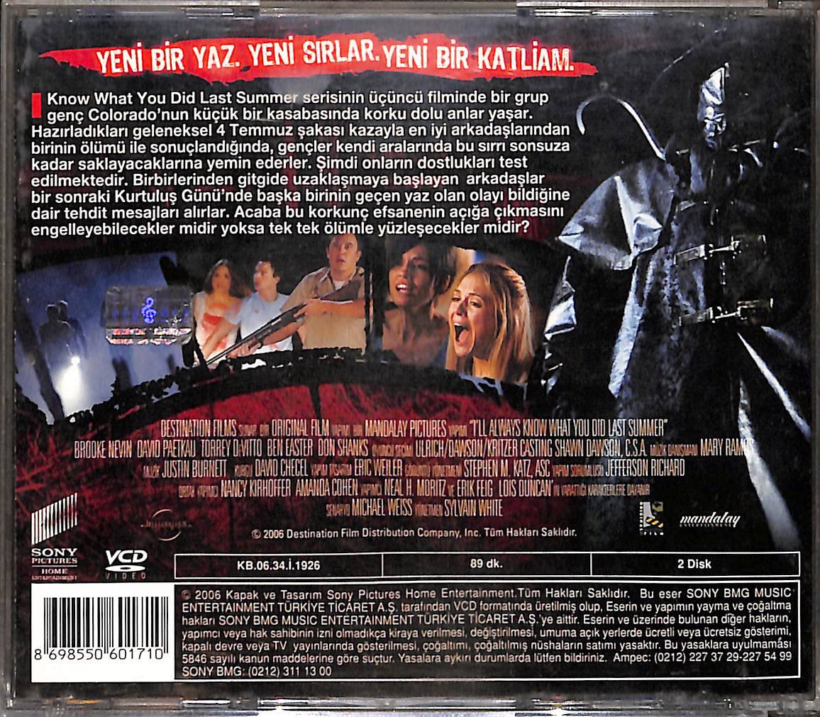 Ne Yaptığını Her Zaman Bileceğim - I Always Know What Did You Last Summer VCD Film VCD27317 - 2