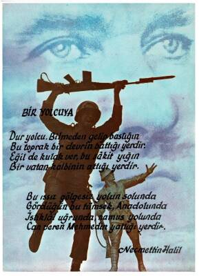 Necmettin Halil Bir Yolcuya Şiirli Büyük Boy Kartpostal KRT5733 - 1