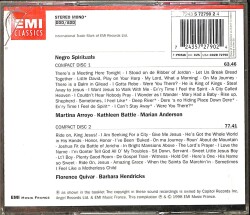 Negro Spirituals – EMI Classics (İkinci El) CD5217 - 2