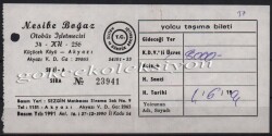 Nesibe Boğaz 1994 Yılı Otobüs Bileti PYB2878 - 1