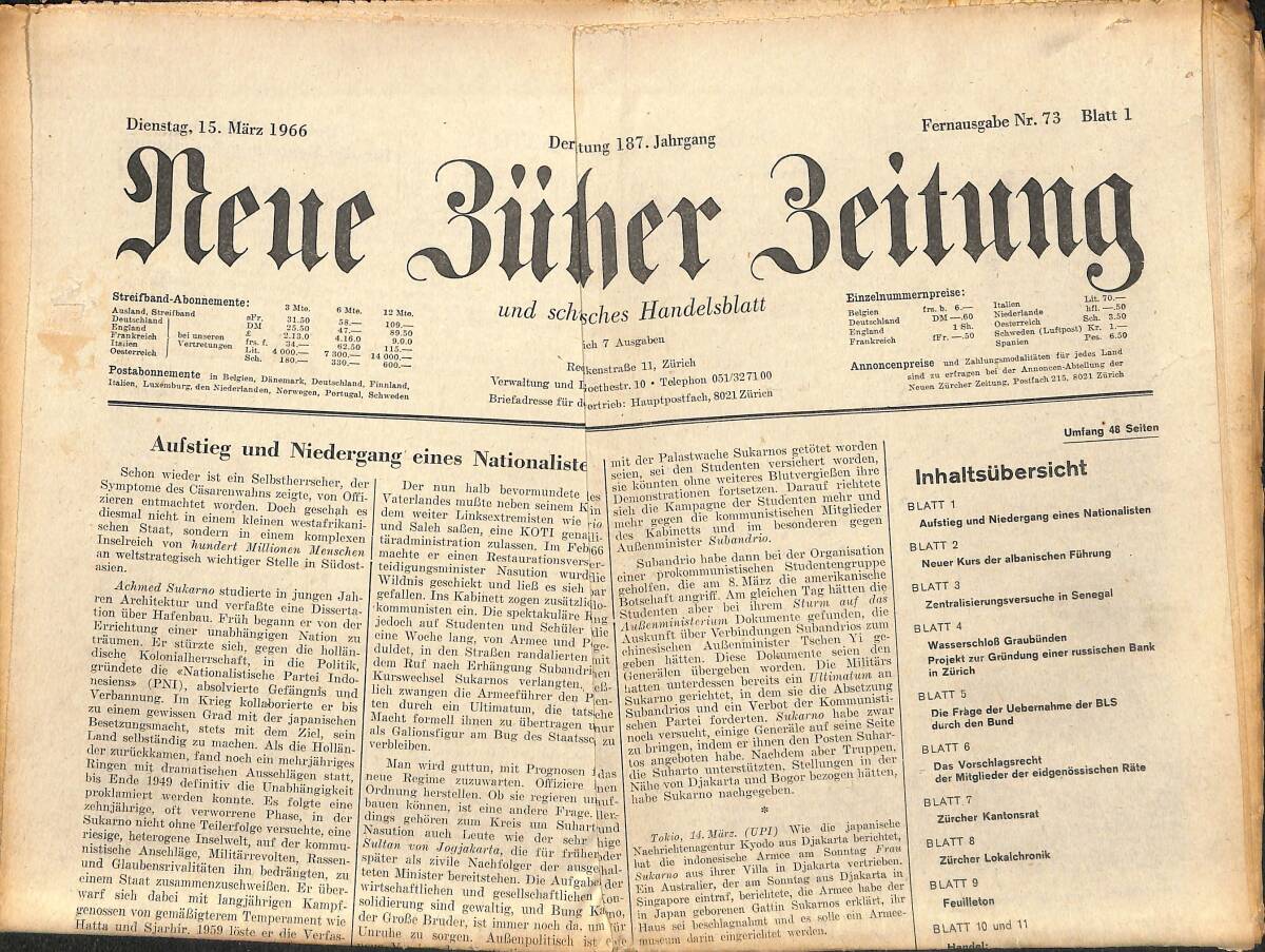 Neue Bürcher Beitung 15 Marz 1966 - Neil Armstrong GZ140698 - 1