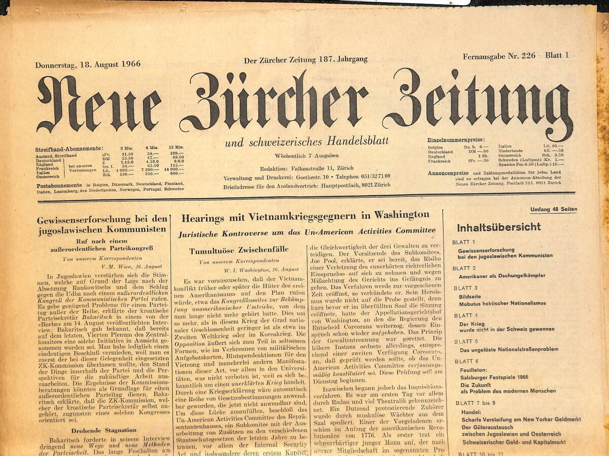 Neue Bürcher Beitung 18 August 1966 - Landung Einer İrakischen Mig-21 İn Israel GZ141290 - 1