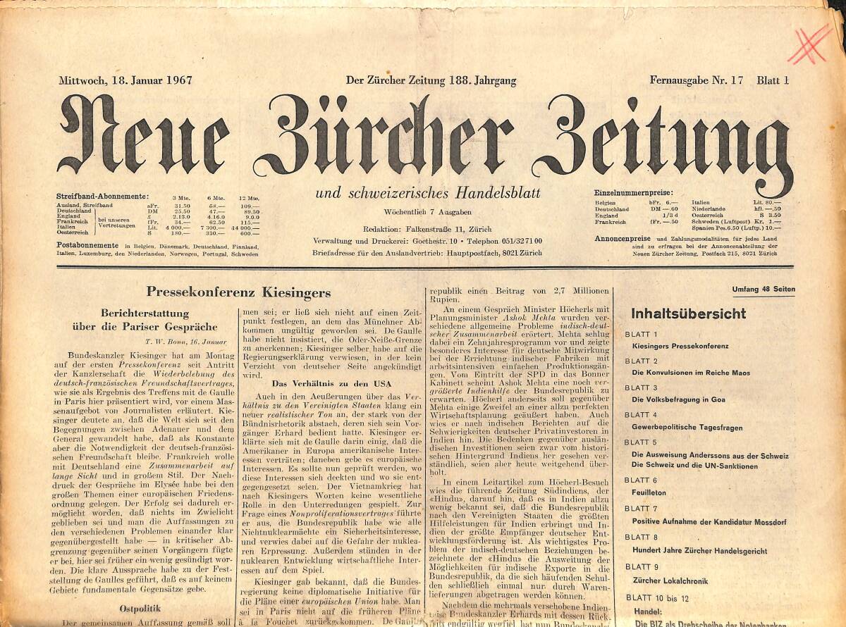 Neue Bürcher Beitung 18 Januar 1967 - Barry Goldwater İn Südvietnam GZ141631 - 1