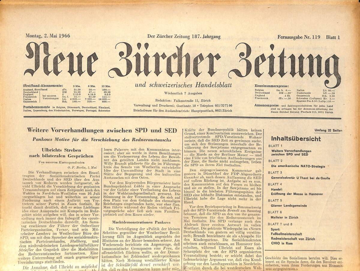 Neue Bürcher Beitung 2 Mai 1966 - Die İsraelische Vergeltungsaktion İm Jordantal GZ141277 - 1
