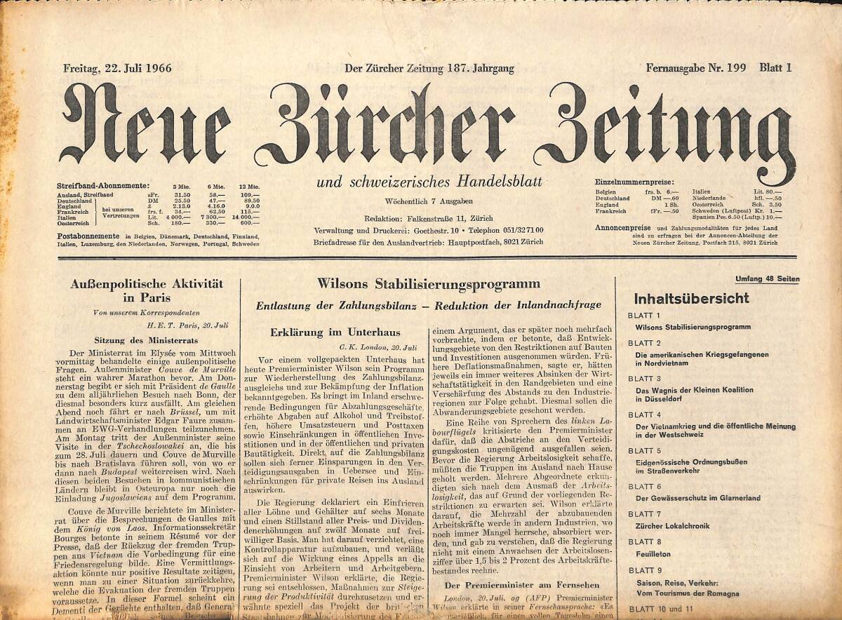 Neue Bürcher Beitung 22 Juli 1966 - Die Unruhen İn Cleveland GZ140869 - 1