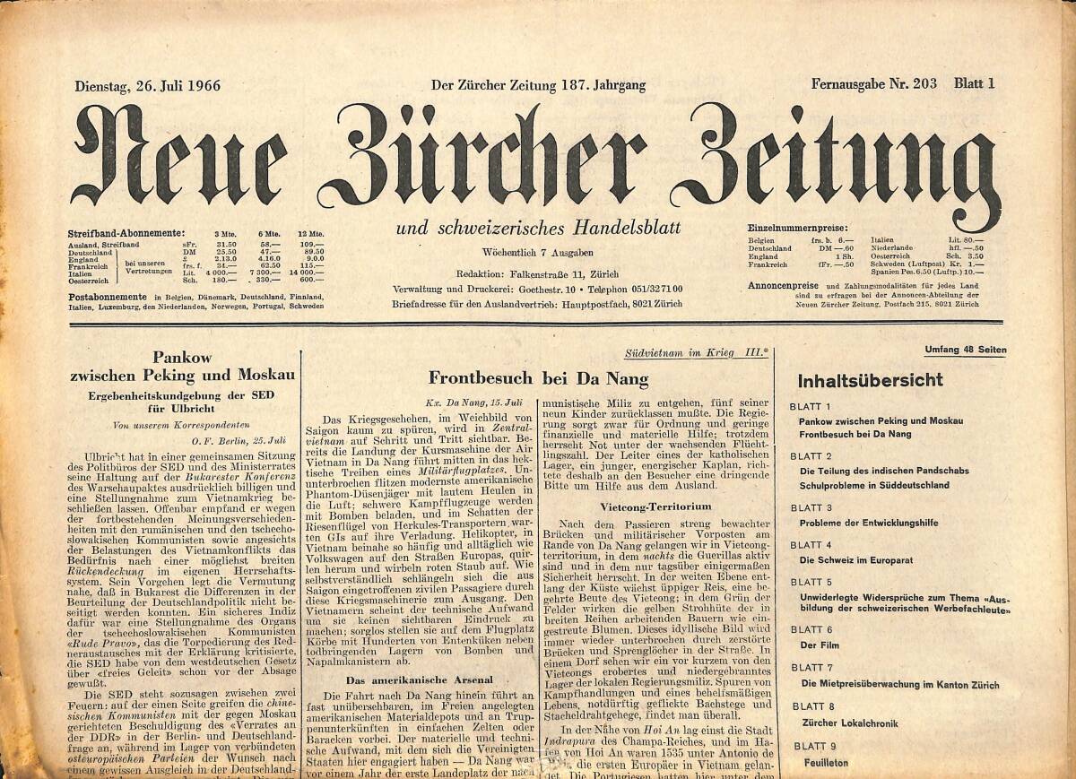 Neue Bürcher Beitung 26 Juli 1966 - Die Amerikafeindliche Kundgebung İn Bombay GZ140873 - 1