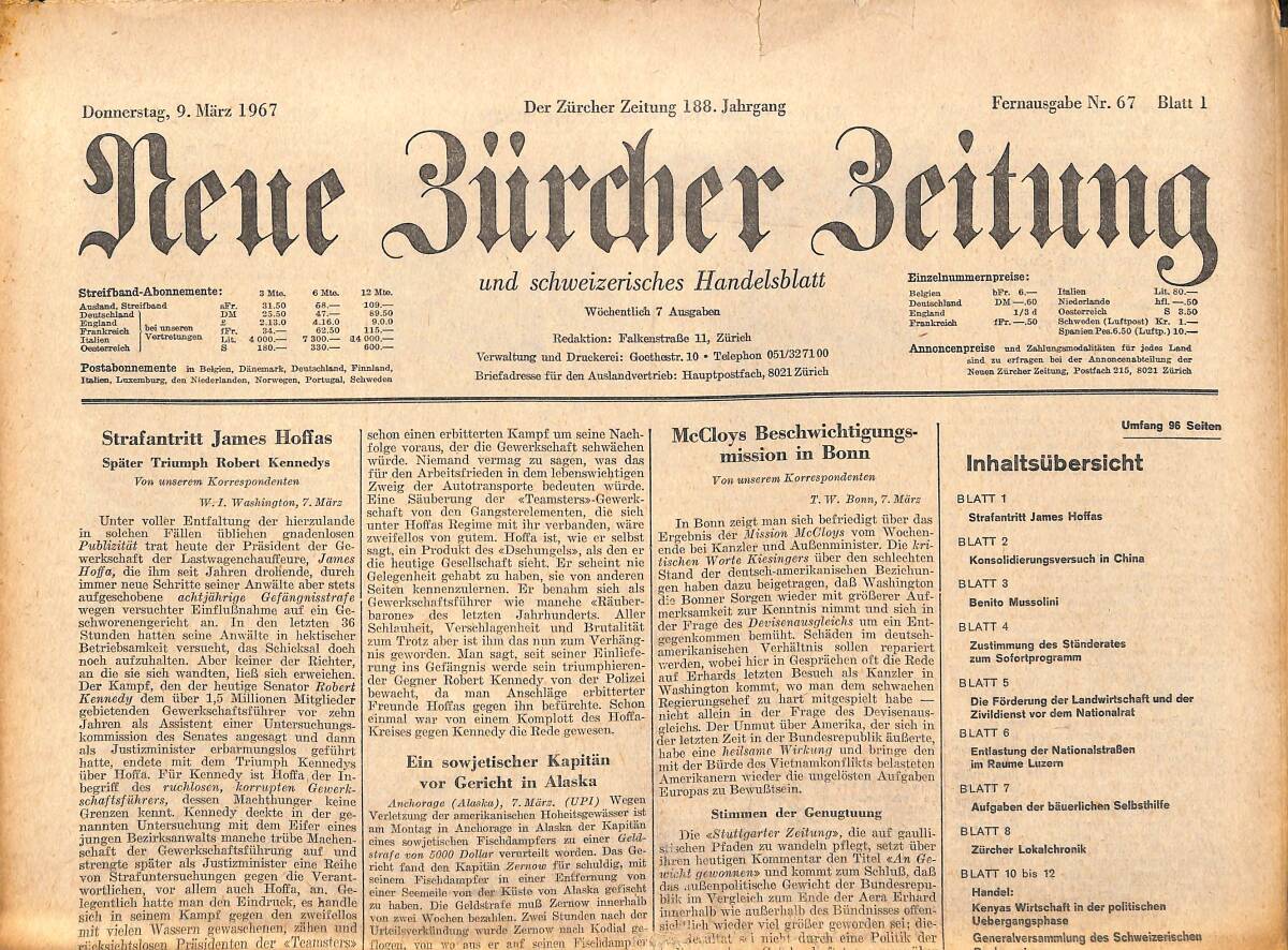 Neue Bürcher Beitung 9 Marz 1967 - Unwetter İn Den Vereinigten Staaten GZ141644 - 1